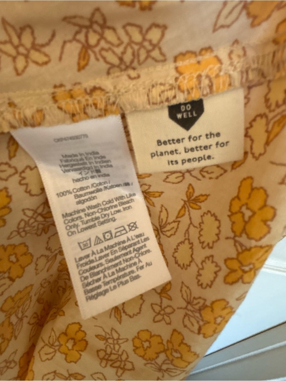 Madewell Cotton Mini Wrap Dress Yellow Floral Size M - Picture 7 of 7